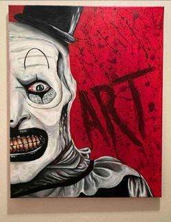 Terrifier Art The Clown Custom Hand Painted Canvas (16" x 20")