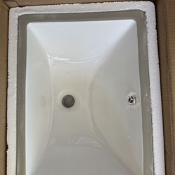 White rectangular bathroom, vanity sink under mount new