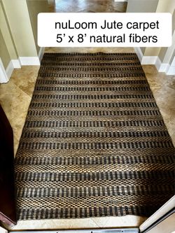 nuLoom 5’x8’ Boho Jute natural fibers carpet / rug
