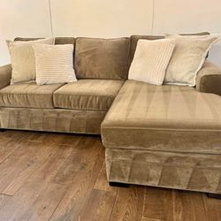 Taupe Chenille Raymour & Flanigan Artemis II 96” by 66" 2pc Sectional Sofa with RAF Chaise