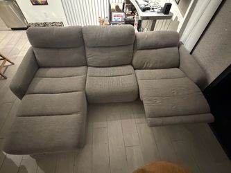 Gray Fabric 3-Seat electric Recliner Sofa
