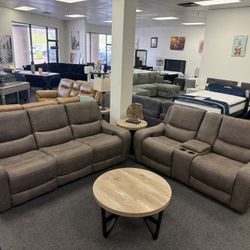 Power Reclining Sofa And Loveseat Set 