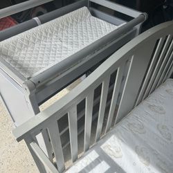 Baby Changing Table w/ 3 drawer dresser and Adjustable baby Crib.