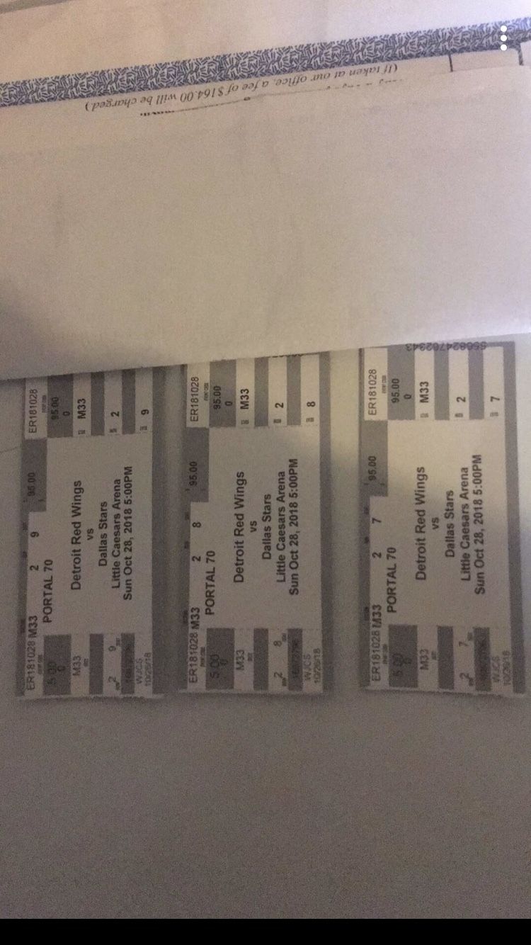 3 Detroit redwings tickets