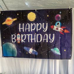 Space Birthday Backdrop