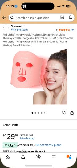 Soeumoir 7 Colors LED Red Light Therapy Mask – Pink