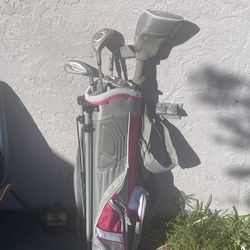 5 top flite golf clubs and caddy bag **READ DESCRIPTION**