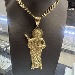 14k Curb Link Chain W Pendant 