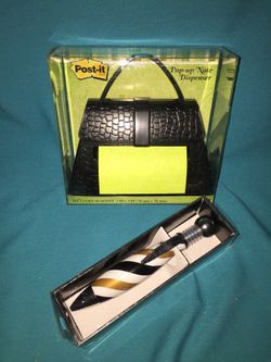 New Black Purse POP-Up Notes Dispenser Pen Set Post-it Post its Stylish Desk Sticky Notes Fashionable Design Statement Best Friend Girlfriends Friend