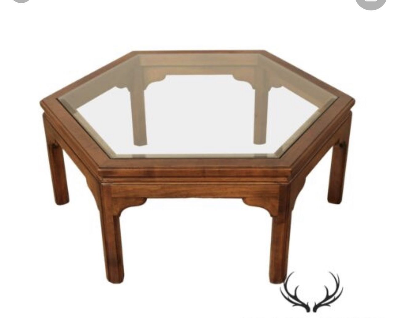 Ethan Allen Hexagon Glass Top Coffee Table