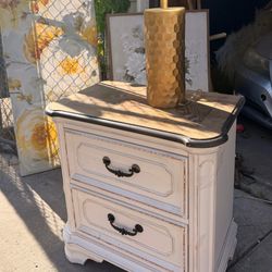 SET OF TWO- Vintage French Country Wood Nightstand