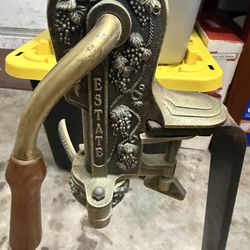 Vintage Rogar Estate Brass Wine Bottle Opener w/Wood Stand Corkscrew Wood Handle