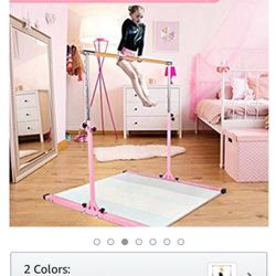 Gymnastics Training Bar- Height Adjustable 3' to 5' Horizontal Kip Bar for Kids