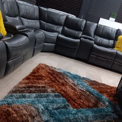 *Weekly Feature*---Madrid Bold Gray Leather Reclining Sectional Sofa---Delivery And Easy Financing Available👍