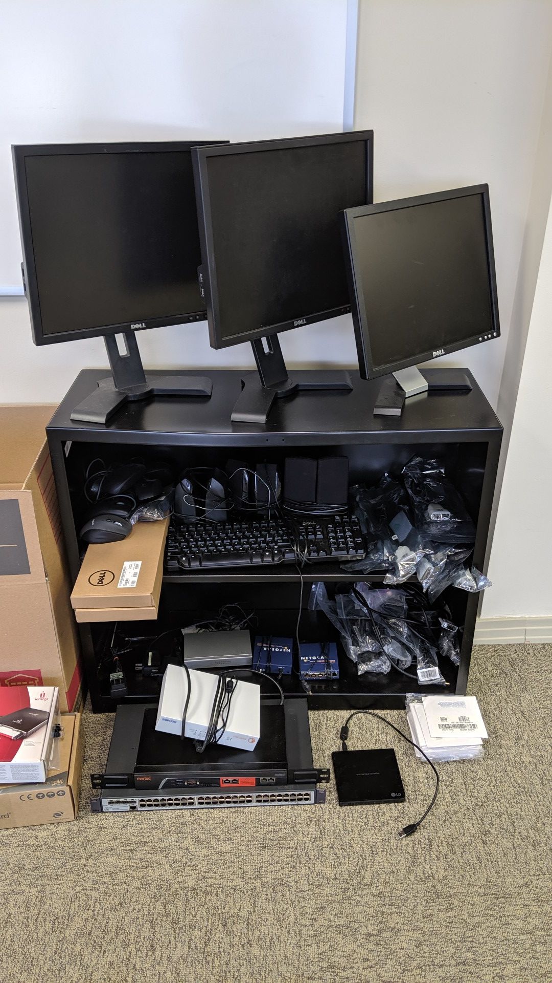 Office computer network equipment-monitors, switches, firewalls,