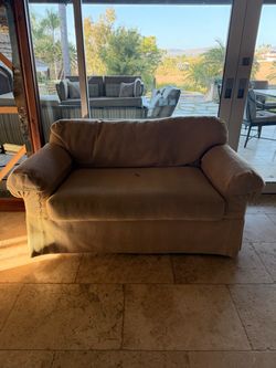 Beige Fabric Loveseat Sofa