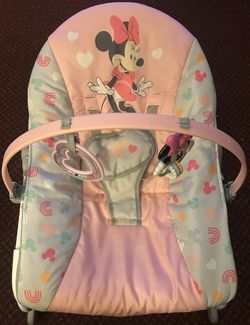 Disney Baby 2-in-1 Slip Resistant Vibrating Infant & Toddler Baby Rocker Chair, Minnie Mouse by Brig