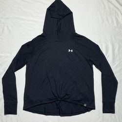 Under Armour Hoodie Light Weight Side Pockets Knotted Tie on bottom size XL Women’s 