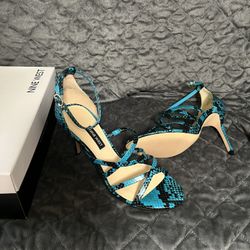 Blue Snake Style Heels - 7