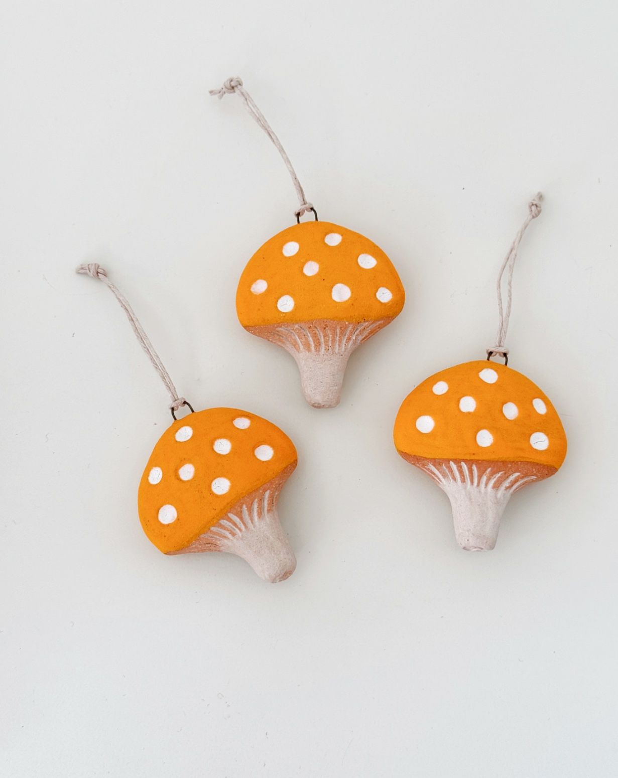Yellow Mushroom Ornaments (set Of 3)
