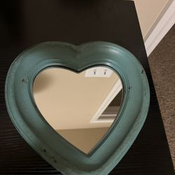 Rustic Heart-Shaped Teal Mirror
