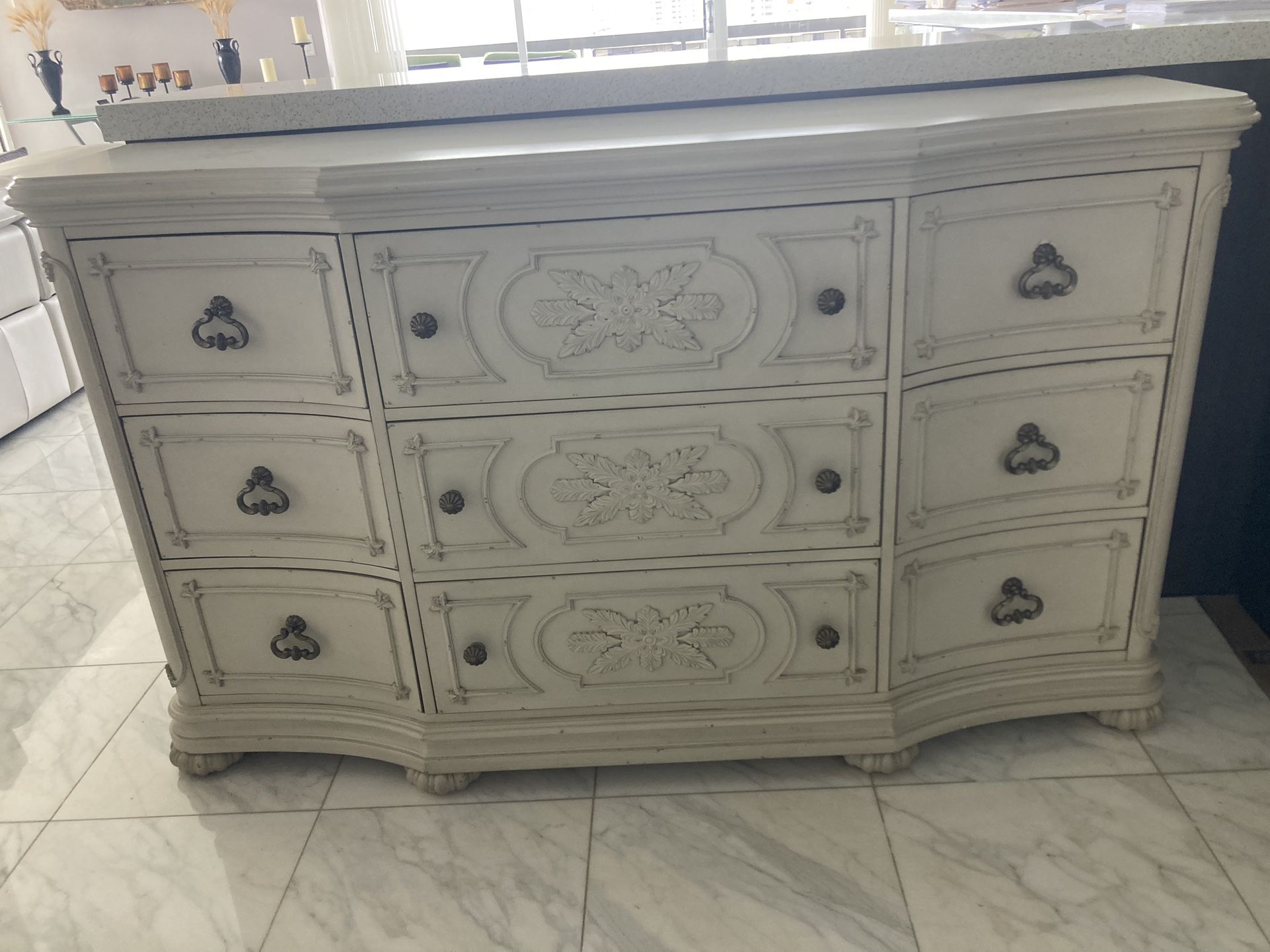 Large Cream Color Solid Wood 9 Drawer Dresser for Sale in Palm Beach ...