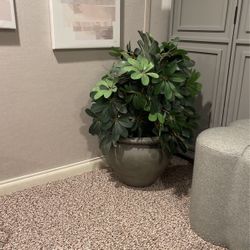 Faux Plant In Stone Looking Pot