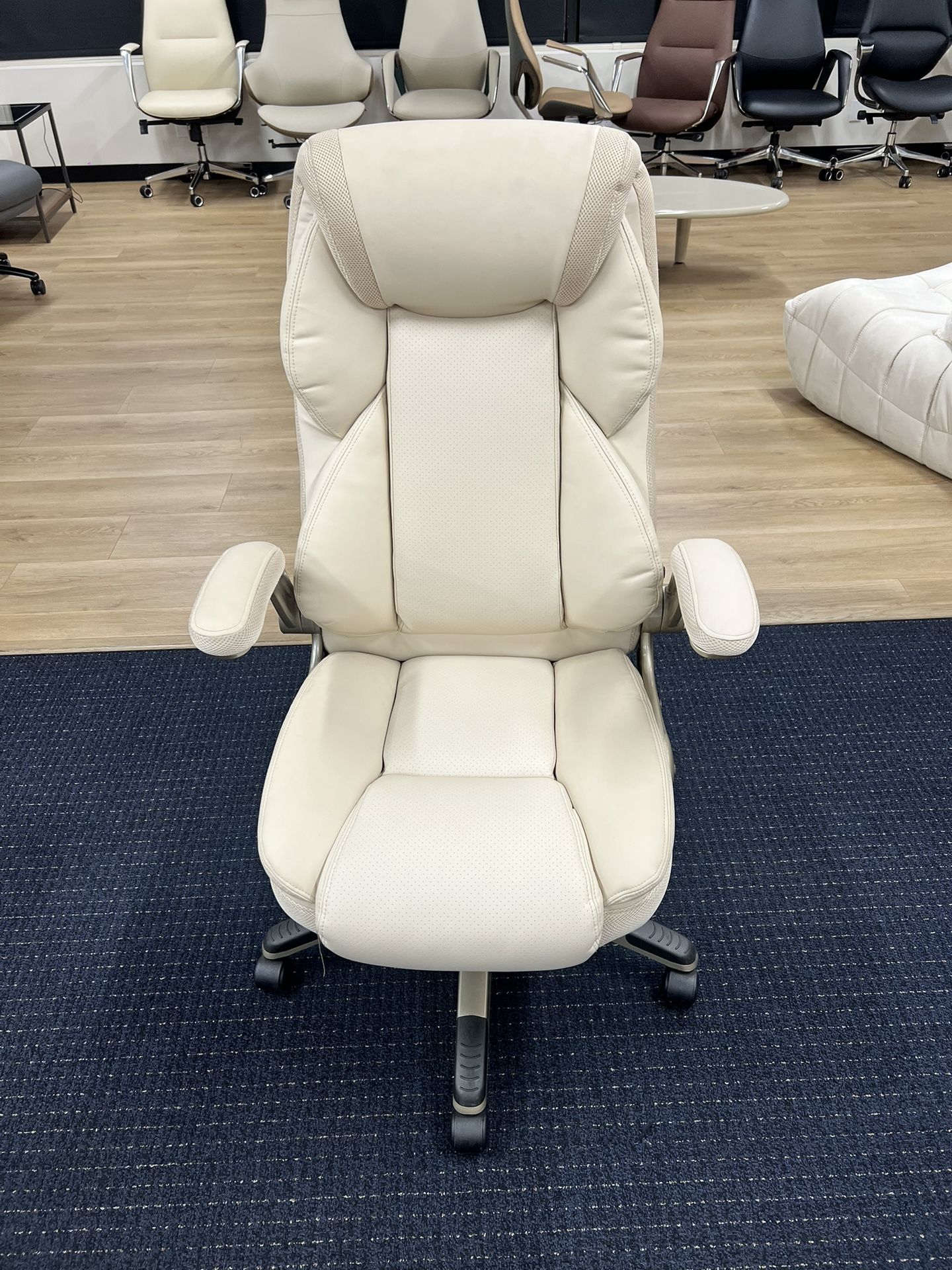 Off-White PU Leather Office Chair