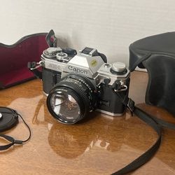 Canon AE-1 Program 35mm SLR Film Camera with 50mm Lens Kit, Tested and Working!