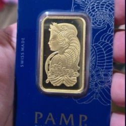 1 oz Gold Bar Pamp Lady Fortuna