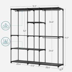 SONGMICS Portable Closet Freestanding Organizer Clothes Rack w/ Shelves - Black