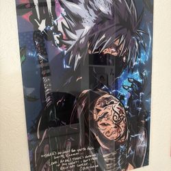 Signed Naruto Kakashi Glass Poster – Obito English VA Autograph