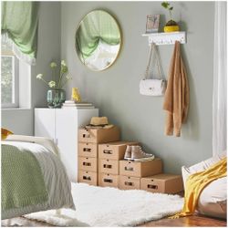 Set of 10 Cardboard Shoe Boxes, Storage Boxes, Drawer Type Shoe Storage Organiser, Multipurpose and Stackable, 23 x 33.5 x 13 cm, Corrugated Cardboard