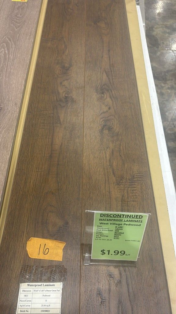 100% Waterproof 12MM Laminate Flooring $1.99 S/F