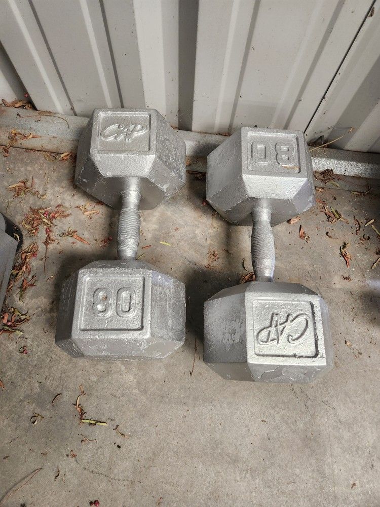 Dumbbells Gym Weights Cast Iron Exercise Workout Equipment $150 Pair