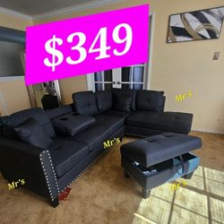 BRAND NEW 3PCS SECTIONAL SOFA SET WITH OTTOMAN AND ACCENT PILLOW INCLUDED $349