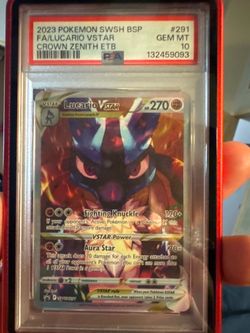 2023 POKEMON SWSH BSP FA/LUCARIO VSTAR CROWN ZENITH ETB #291 GEM MT 10