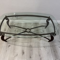 Glass & Wrought Iron Coffee Table – Excellent Condition