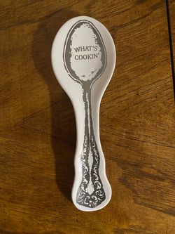 “What’s cookin’” ceramic spoonrest