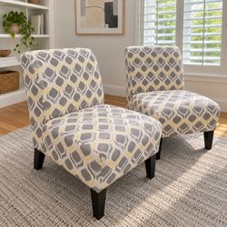 Matching Accent Chairs – Set of 2 | Gray & Yellow