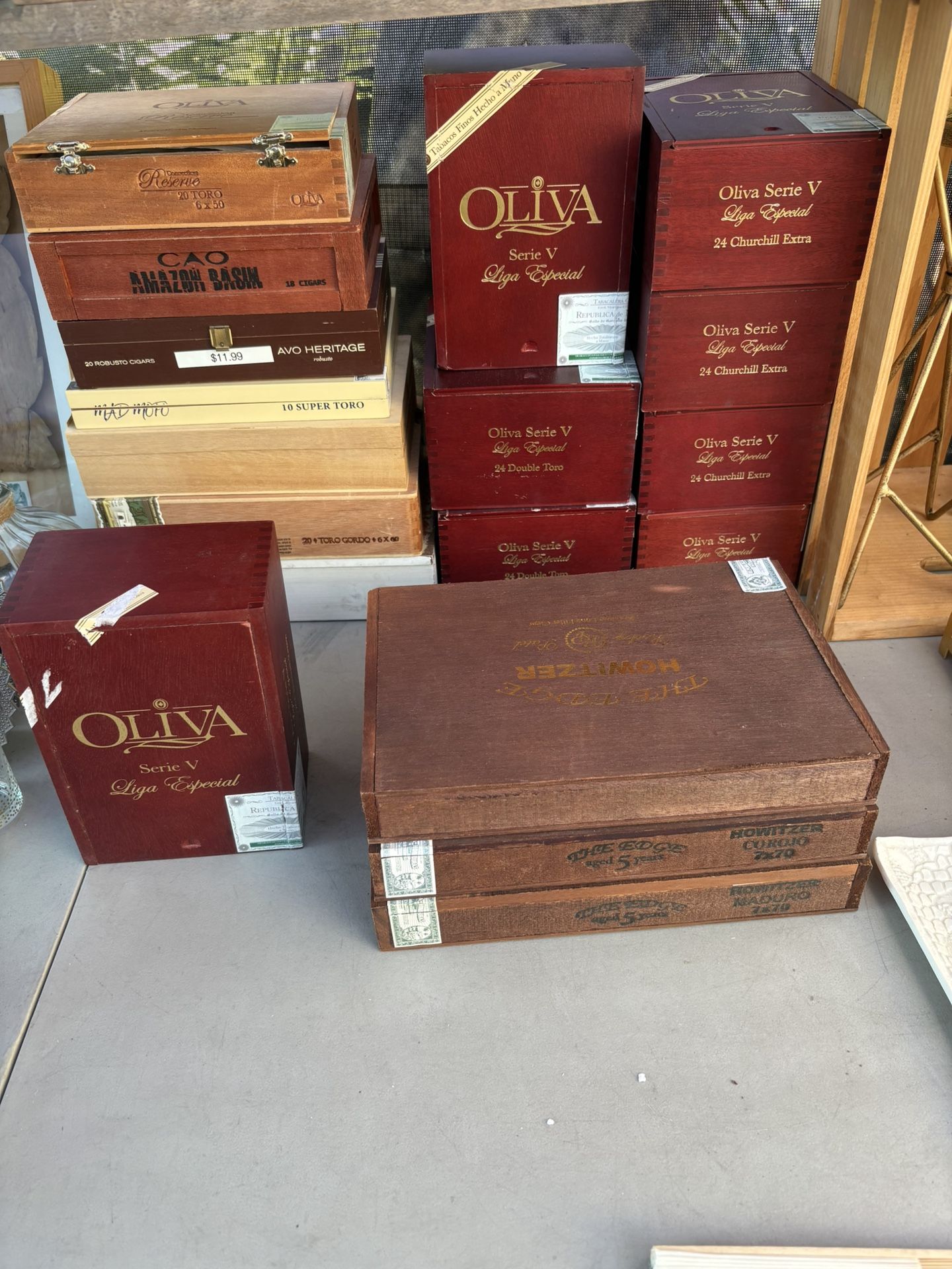 18 Empty Cigar Boxes…..Please See Descriptions!