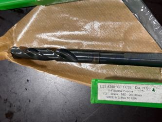 Shank Drill Bit: 17/32", 118° Split Point, Black & Gold HSS, 3-Flats Shank 1/2”    Fe9)