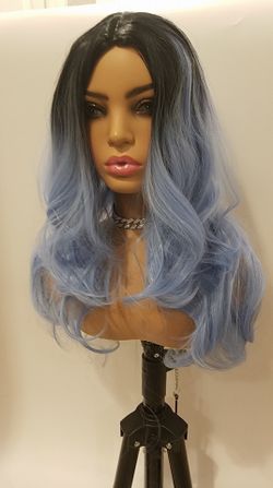 Long Blue Wavy Wig