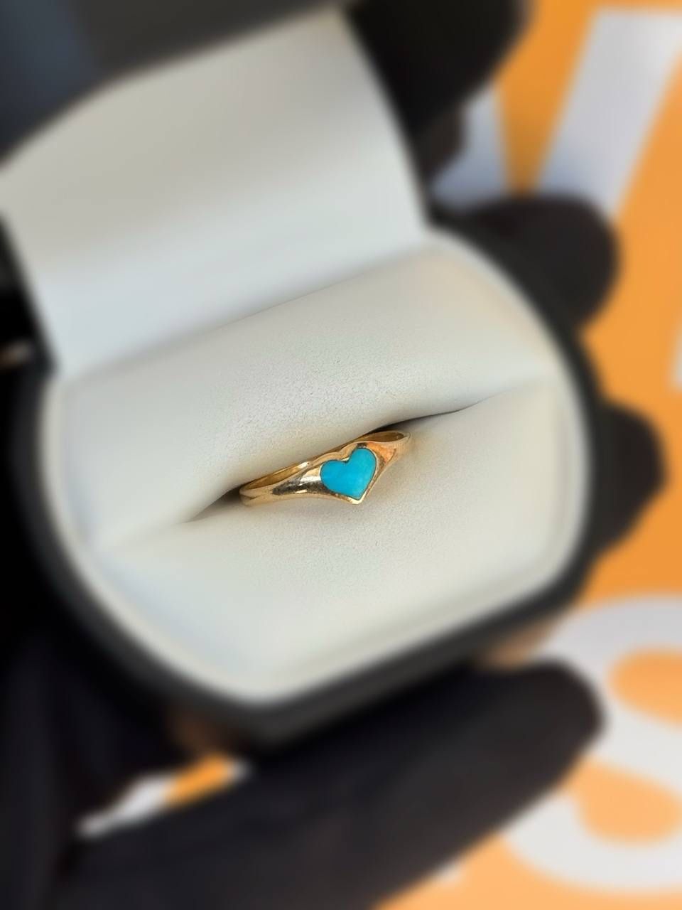 Jewelry 14k solid yellow gold Tiffany color heart ring size 5.75