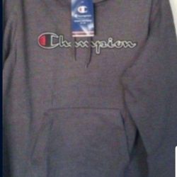 CHAMPION LIFE POWERBLEND PULLOVER MEN'S HOODIE SWEATER SIZE MEDIUM , LARGE DARK GRAY CHAMPION BLACK/WHITE STITCHING BRAND NEW WITH TAGS .