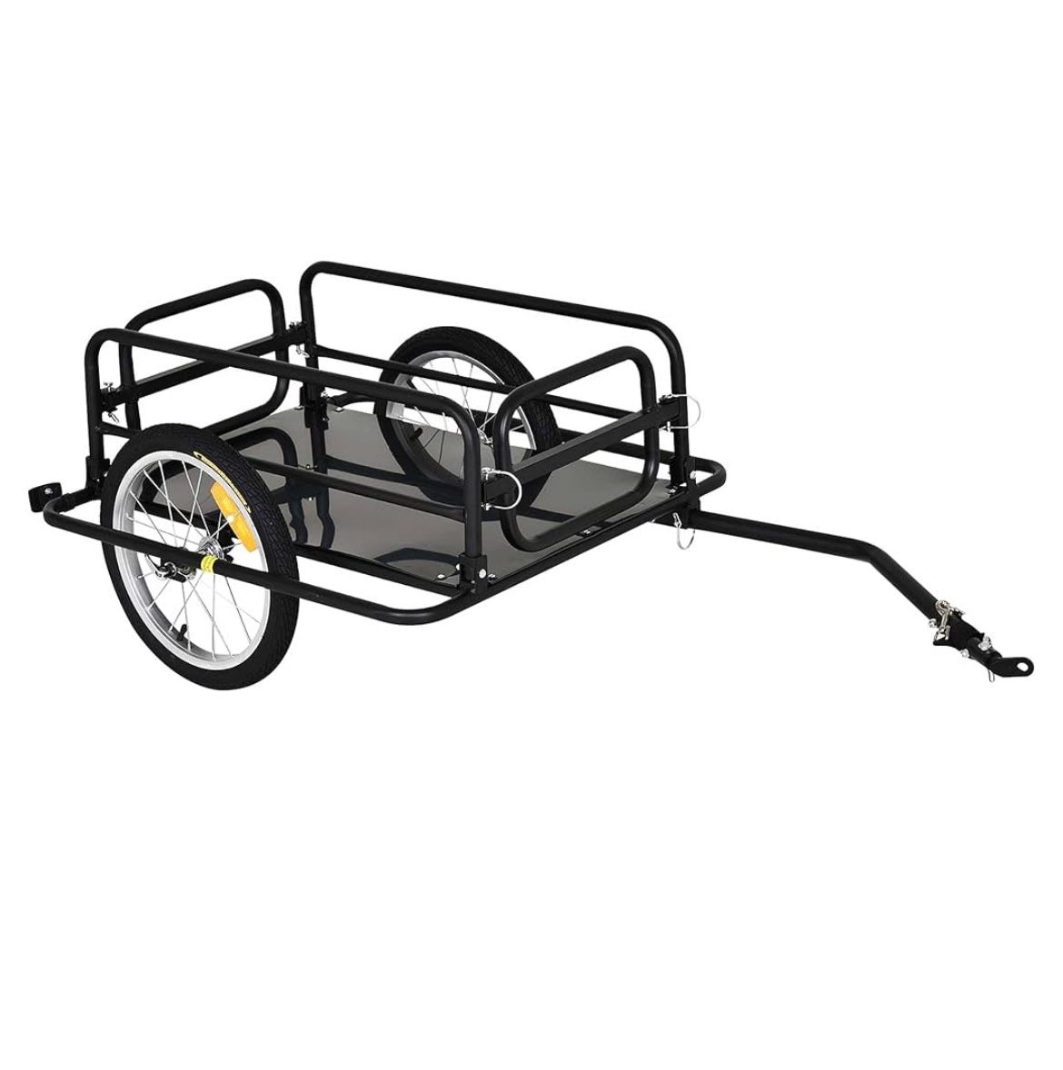Aosom Folding Bicycle Bike Cargo Storage Cart And Luggage Trailer With Hitch