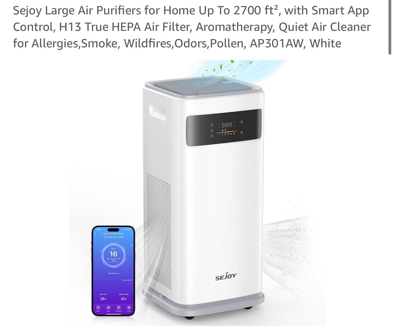 Sejoy Large Air Purifiers for Home