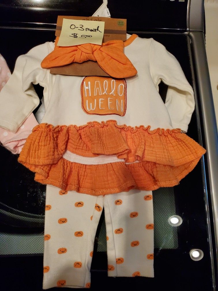 New Halloween 3 Pc Set 0 To 3 Month