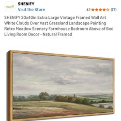 Meadow Retro French Farmhouse Painting 40 X 20