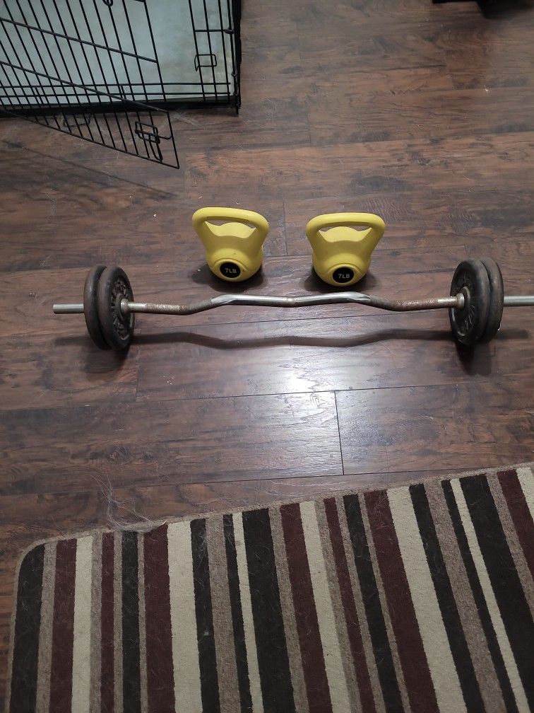 Weights And Curl Bar